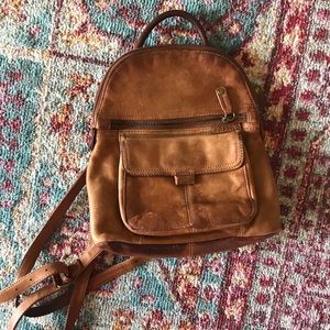 Vintage Brown Leather Fossil Mini Backpack